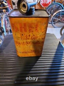 1920s Vintage Triple Shell Motor Oil Advertising Tin Can Rare Collectible