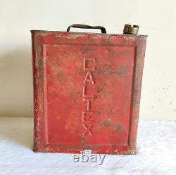 1930s Vintage Caltex Petrol Tin Can Brass Cap Automobile Collectible Rare TI636