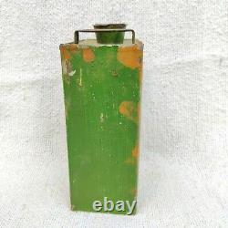 1940 Vintage Oil Tin Can Advertising Rare 1 Gallon Tribal Adivasi Graphics Green