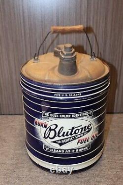 1940s Original Blutone 5 gal Fuel Oil empty Metal Can Rare