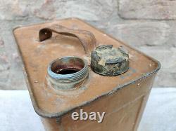 1940s Vintage Old Rare RIASC L Petrol Tin Can Automobile Collectible Brass Cap