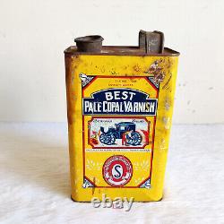 1940s Vintage The London Best Pale Copal Varnish Advertising Tin Can Rare TI587