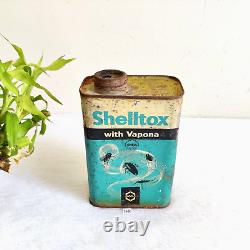 1950 Vintage Shell Shelltox Advertising Tin Can Decorative Collectible Rare T421