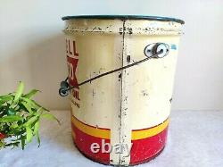 1952 Vintage Shell X-100 Motor Oil Tin Can Bucket 4 Gallon Automobile USA Rare