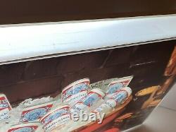 1970s Vintage Budweiser Wagon & Clydesdales Beer Cans Sign light 30x11 Rare