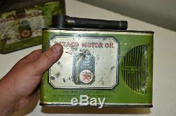 2 1920s Texaco Handy Grip Oil Cans Rare 1/2 Gallon Cans