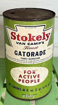 60's Stokely Van Camp's GATORADE 46oz Steel Can Bottle Energy Drink RARE Vintage