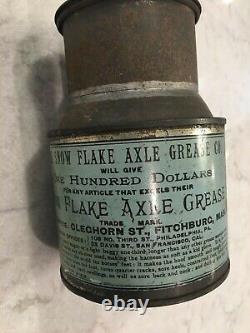Amazing Rare 1890's Antique The Snow Flake Axle Grease Tin Can Bucket Gas & Oil
