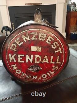 Antique 1920's KENDALL PENZBEST 5 Gallon Motor Oil Rocker CanRARE