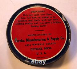 Antique 20s Automobile Nickel Paste Oil Can Tin Eureka Mfg Detroit Michigan Rare