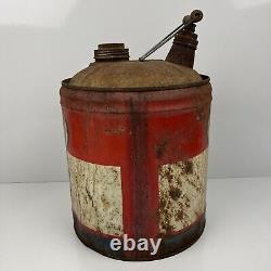 Antique 5 Gallon ENCO Gas Can USA Rare Hard To Find Dated 1893 N-55 Rusted Metal