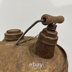 Antique 5 Gallon ENCO Gas Can USA Rare Hard To Find Dated 1893 N-55 Rusted Metal