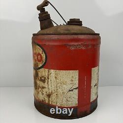 Antique 5 Gallon ENCO Gas Can USA Rare Hard To Find Dated 1893 N-55 Rusted Metal