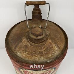 Antique 5 Gallon ENCO Gas Can USA Rare Hard To Find Dated 1893 N-55 Rusted Metal