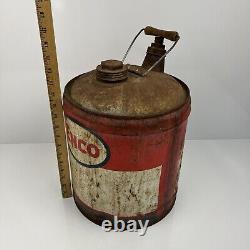 Antique 5 Gallon ENCO Gas Can USA Rare Hard To Find Dated 1893 N-55 Rusted Metal