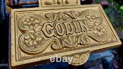 Antique Cast Iron French Rare Enamel Godin Wood Burner Stove Can Deliver