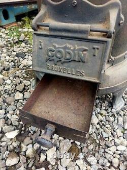 Antique Cast Iron French Rare Large Godin Wood Burner Stove Can Deliver