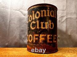 Antique Colonial Club Coffee Tin Can Minnesota Antique Rare