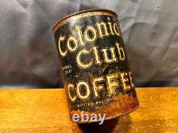 Antique Colonial Club Coffee Tin Can Minnesota Antique Rare