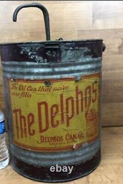 Antique Delphos rare early gas oil can & Pump vintage advertising primitive