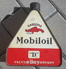 Antique MOBILOIL Gargoyle triangular oil can -very rare Czechoslovak / German v
