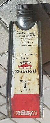 Antique MOBILOIL Gargoyle triangular oil can -very rare Czechoslovak / German v