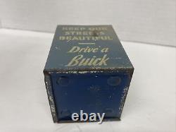 Antique Pre-war Drive A Buick Dealership Tin Trash Can Ashtray 100%Orig RARE
