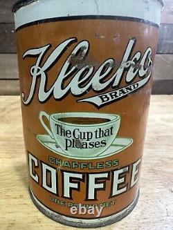 Antique Rare Kleeko Brand One Pound Coffee Can Pittsburgh Pa