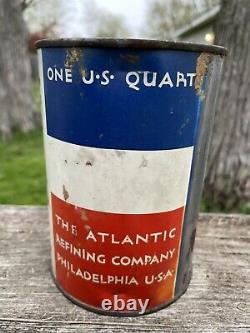 Atlantic Quality motor oil can 1 quart rare vintage Can Gas Oil Advertising