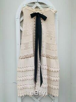 CHANEL Rare Runway Skirt can be worn as a Dress White & Black Bow Wool & Cotton