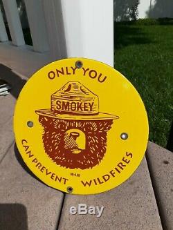 C. 1950 Original Smokey The Bear Only You Can Prevent Wildfires Sign Vintage RARE