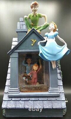 Disney Store Peter Pan You Can Fly Music Snow Globe Darling House Window RARE