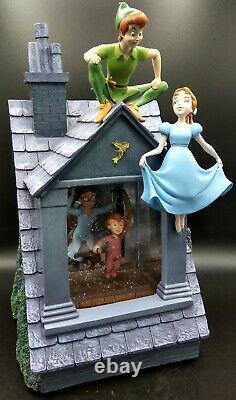 Disney Store Peter Pan You Can Fly Music Snow Globe Darling House Window RARE