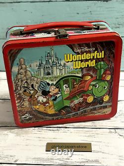 Disney Wonderful World Aladdin Showa retro tin can lunch box Japan Vintage Rare