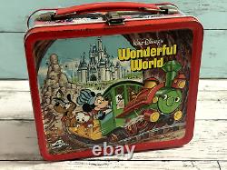 Disney Wonderful World Aladdin Showa retro tin can lunch box Japan Vintage Rare