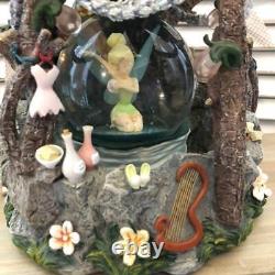 Disney's Peter Pan Tinker Bell Snow Globe Music Box You can fly Lights Rare