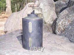Early Glass Mascot Kerosene Fuel Oil Lamp Filler Can Lantern Bottle Can Gas Rare