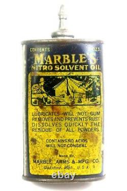 Early MARBLE'S GUN OIL LEAD TOP Oiler TIN Old Advertising Tin Can RARE