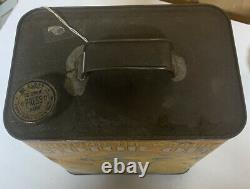 Early Vintage 2 Gallon around the world Motor oil Can Rare Can Car Graphics
