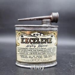 Excelene Lubricating Oil. Oval Oil Tin Can Rare Vintage Automobilia Motoring