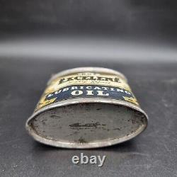 Excelene Lubricating Oil. Oval Oil Tin Can Rare Vintage Automobilia Motoring