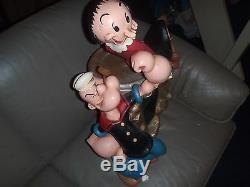 Extremely Rare! Popeye and Olive on Giant Spinach Can Figurine CD Rack Statue