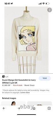 Gucci Women's White Manga Girl Sweatshirt Very Rare Can't Find It RRP £1080