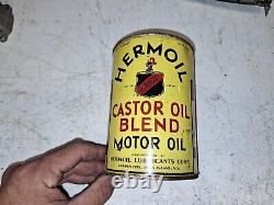 HERMOIL Vintage 1 Quart Motor Oil Metal Can Full. Unopened rare