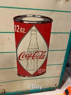 HUGE 55 Rare VINTAGE COCA COLA SIGN 50s 60s COCA COLA FISH TAIL SIGN Can