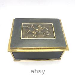 Heavy Antique Bronze Tobacco / Jewellery Box Casket Signed Rare