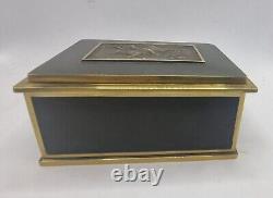 Heavy Antique Bronze Tobacco / Jewellery Box Casket Signed Rare