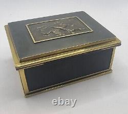 Heavy Antique Bronze Tobacco / Jewellery Box Casket Signed Rare