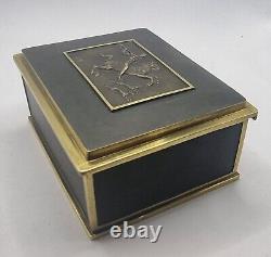 Heavy Antique Bronze Tobacco / Jewellery Box Casket Signed Rare