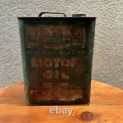 Highest Quality Motor Oil Tin Can 2 Gal Green Square Gas Advertising VTG RARE